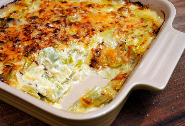 Gratin de poulet aux poireaux