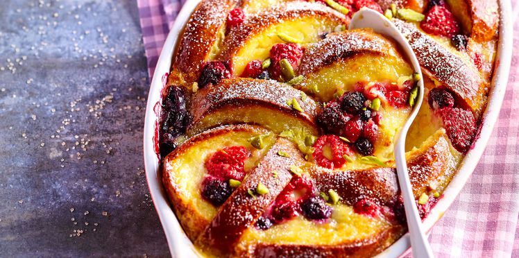 Pain perdu gratiné aux fruits rouges