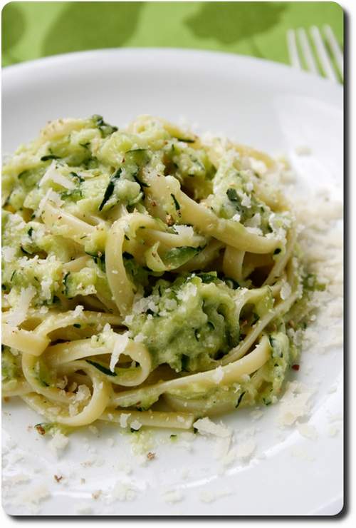 Linguine à la crème de courgettes
