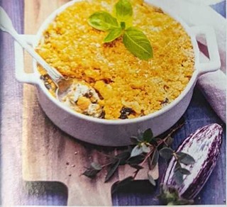 Crumble aubergine basilic et chèvre