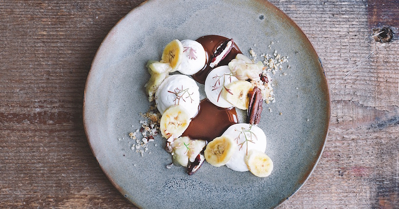 JOLI DESSERT DRESSE / GLACE PECAN PIE ET BANANE