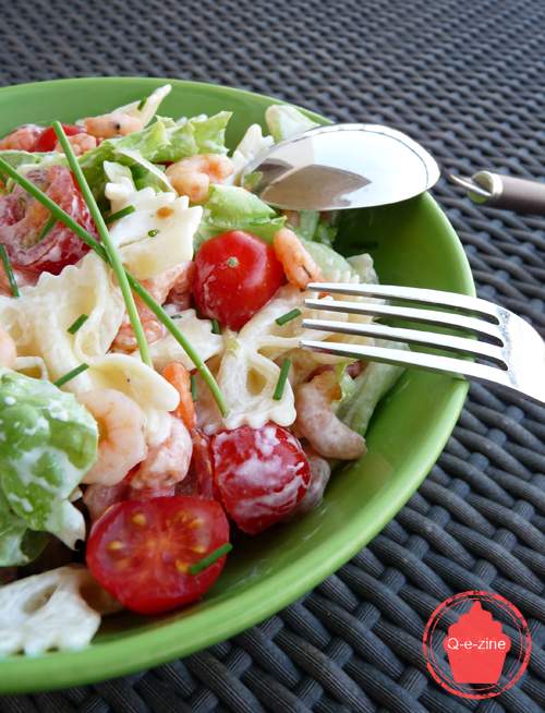 SALADE FARFALLES AUX CREVETTES ET EPICES